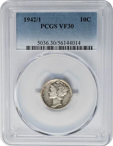 1942/1 Mercury Dime 10c VF30 PCGS 951110-56