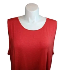 QVC H by Halston Essentials Crew Neck Knit Tank 3x A300835 Heathered Crimson 