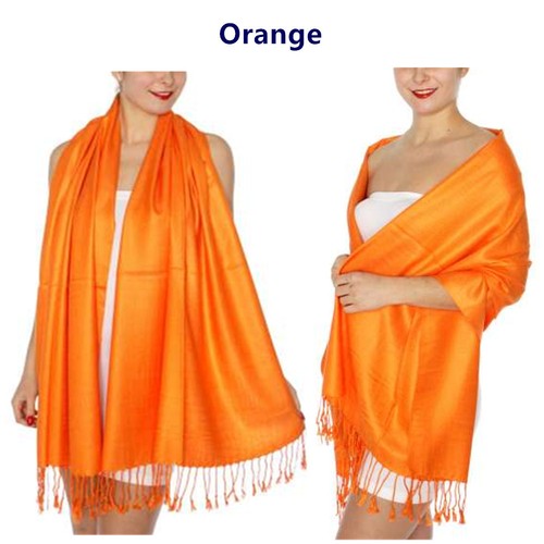 2PLY Long 78X28 Solid Silky Pashmina Shawl Wrap Stole Wool Feel Scarf - Picture 32 of 40