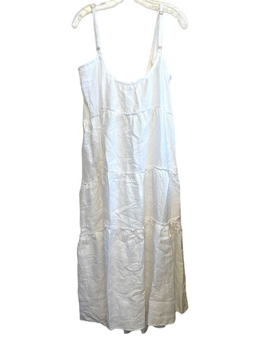 Maxi Vestido Eberjey Kesia Sin Mangas Lino Dormir Siesta Talla Grande Blanco En Niveles - Imagen 3 de 7