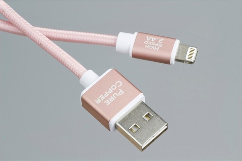 XPower Sync & Quick Charging Cable for iPhone Rose Gold MFi Certified 2M 6FT - Picture 2 of 9