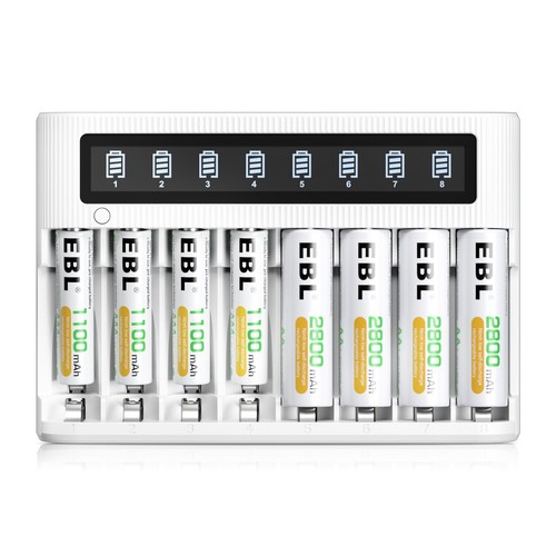 EBL AA & AAA Akkus 20er Pack – 2800mAh AA + 1100mAh AAA, Wiederaufladbar Mit Geringer Selbstentladung