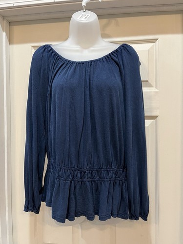 Wonderly Top Womens XL Blue Peasant Prairie Textured