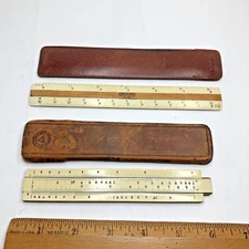 Vintage Lot 2 Bruning Pocket Drafting Scale Ruler 6" & Dietzgen 5" Sliding Rule
