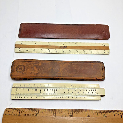 Vintage Lot 2 Bruning Pocket Drafting Scale Ruler 6'' & Dietzgen 5'' Sliding Rule