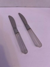Vintage Stanley Roberts City Lights 2 Dinner Knives Frosted Plastic Stainless