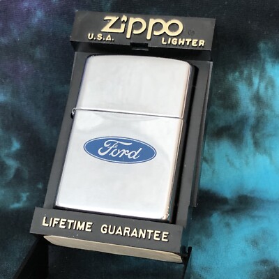 Vintage 1998 Zippo Ford Blue Oval Logo XIV 1998 High Polish Chrome