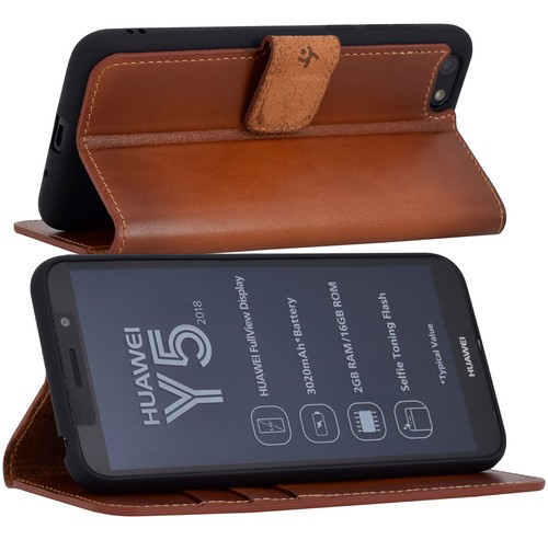 Huawei Y5 2018 Case Book Style Protective Case Wallet Case Genuine Leather Case - Photo 4/12