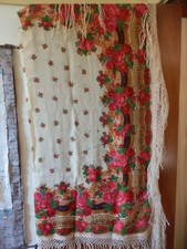 1920s Rare Russian "Pavlavo Posad" Hand Loomed Woolen Shawl
