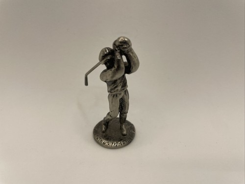 "Statua in metallo golfista golf peltro colore argento colore argento, 2" - Foto 2 di 7