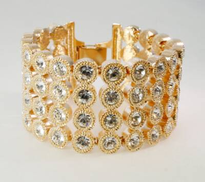 Armreif Armband edwardianischer Stil vergoldet Metalllegierung mit tschechischen Kristallen besetzt