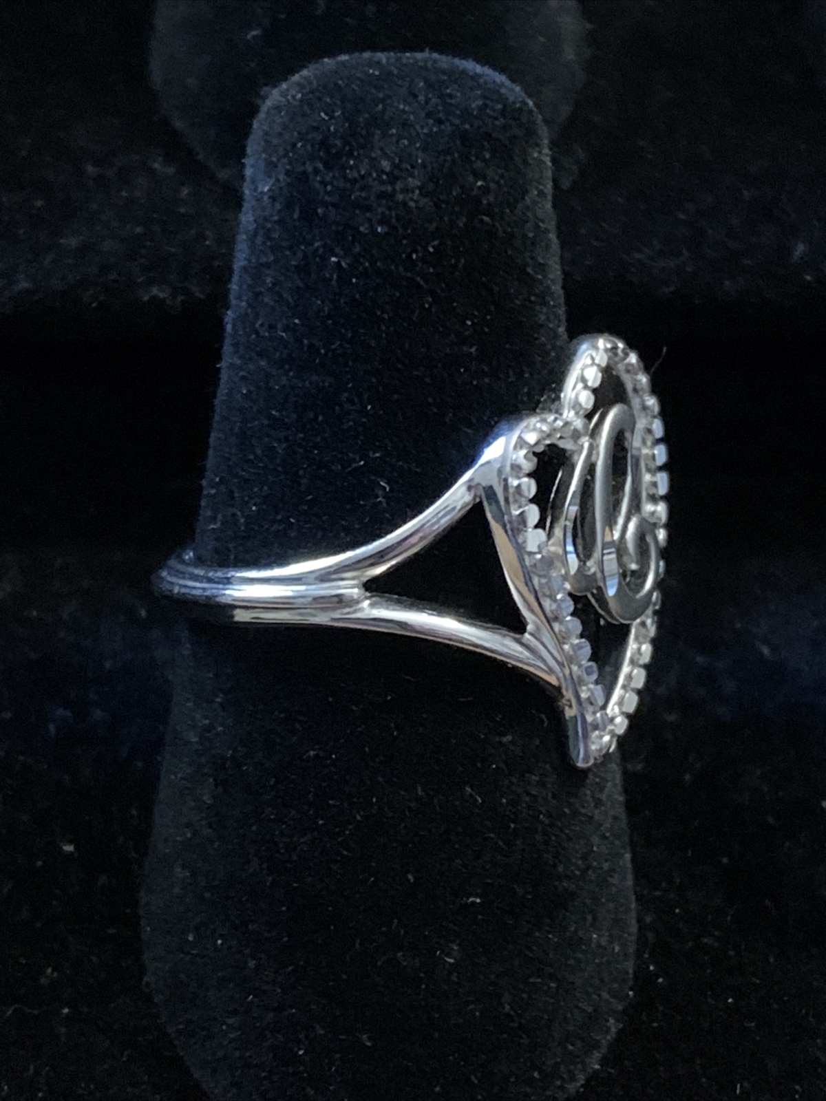 Marked 925 Sterling Silver Ring Initial Letter E … - image 3