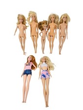 Barbie Mattel Doll Nude Lot of 7 Blonde Hair Blue Eyes Some Articulated 2015