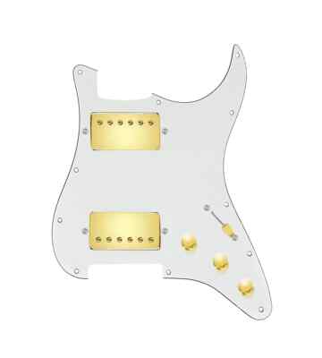 920D Hot Heavy HH Strat 5Way Parchment/Gold Loaded Pickguard Roughneck Humbucker