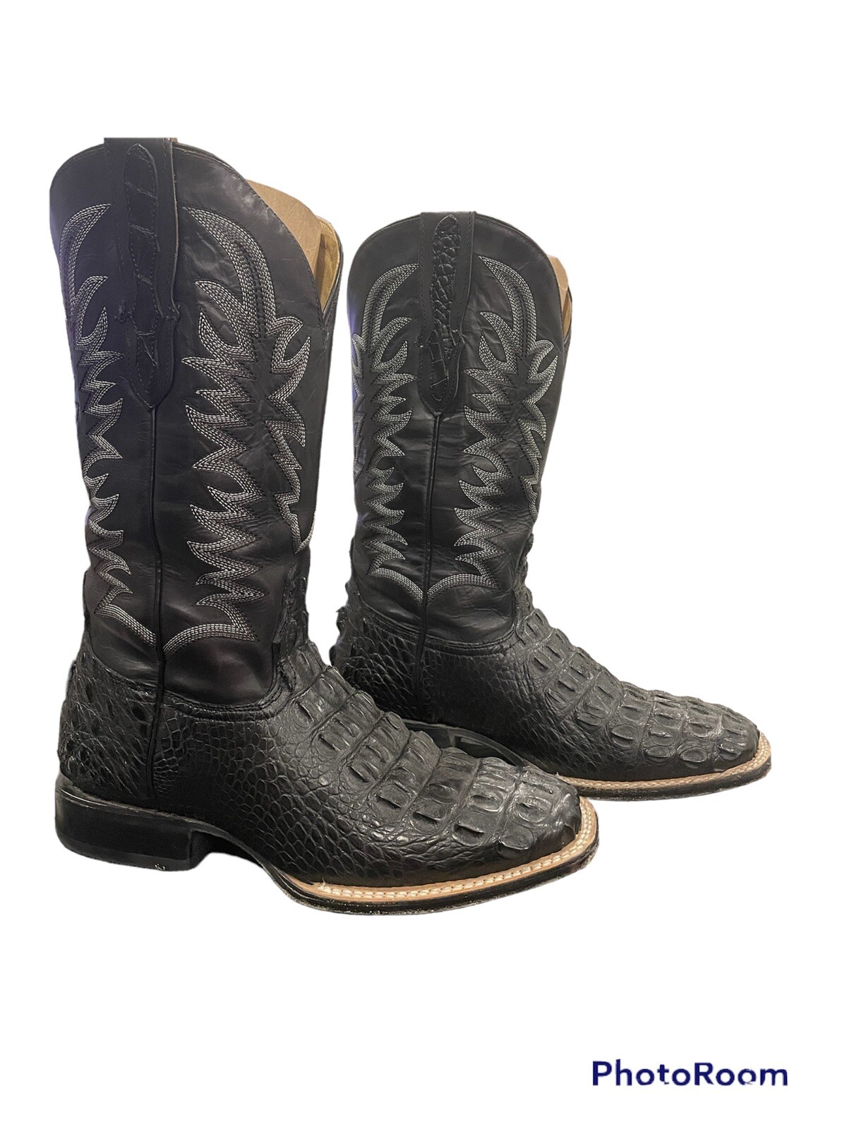 Stetson Men’s Black Alligator Cowboy Boots Gem
