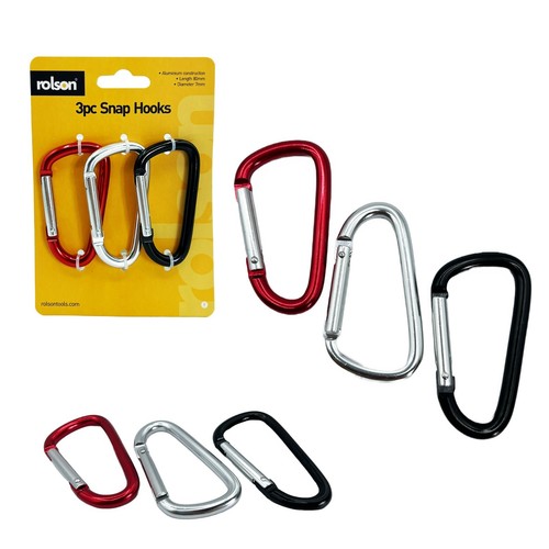 3pc Snap Hooks Set Garage Shed Bike Aluminium Construction - Picture 2 of 5