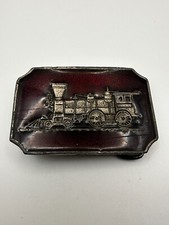 Vintage Brass Belt Buckle Railroad Train Steam Locomotive VTG Bergamot made USA