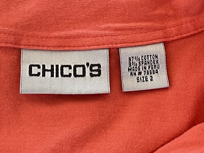 Chico's Women's Collared Tank Top 2 Orange Knit Stretch Sleeveless