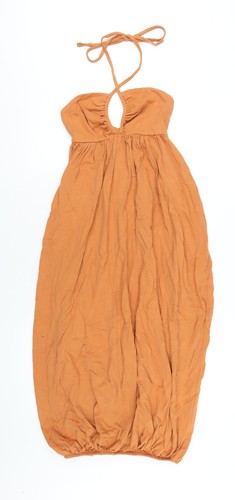 Zara Neckholder Pullover Damen Orange Baumwolle A-Linie Größe S