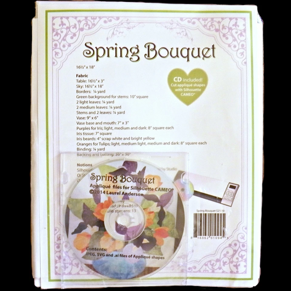 Laurel Anderson Whisper Color Molla Bouquet 20 x 24 Applique Trapunta Motivo + - Immagine 3 di 4
