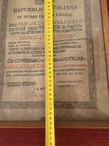 🔴 Laurea REPUBBLICA ITALIANA ingegneria industriale meccanica Napoli 1946 - Imagen 7 de 8