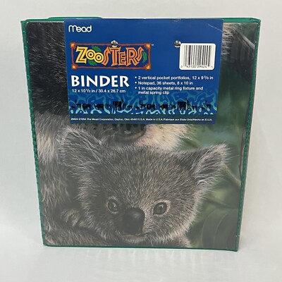 VINTAGE 90S NOS MEAD ZOOSTERS KOALAS BINDER TRAPPER KEEPER ORIGINAL 1994