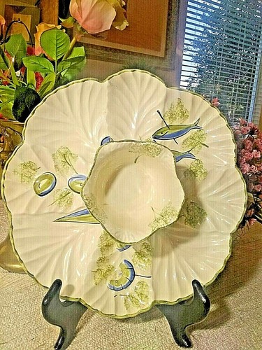 VINTAGE HANDCRAFTED DIPPING PLATTER BY LOS ANGELES POTTERIES 1960'S - Picture 3 of 11