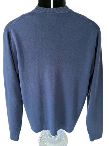 John Ashford Sweater Men's Medium Navy-Blue V-Neck Soft Lightweight Long Sleeve - Picture 2 of 8