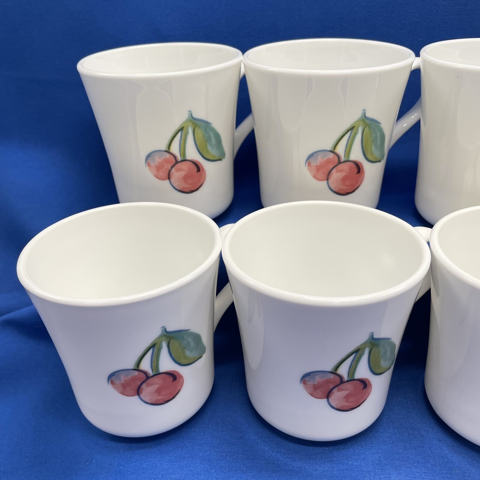 Corelle Corning Fruit Basket Cherry Apple Coffee Tea Mug Set Of 8 Vintage 8oz