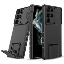 For Samsung Galaxy S25 S24 Ultra Case with Slide Camera Cover stand Protective