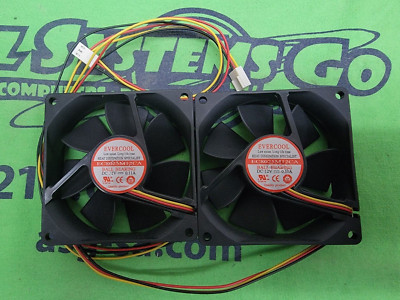 LOT OF 2 - EverCool 80X25MM BALL BEARING EC8025M12CA FANS - 3Pin