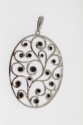 925 Sterling Silber schwarzer Spinell Anhänger (1,39 cts)