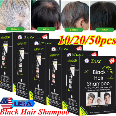 10-50PCS DEXE Black Hair Shampoo Natural Instant 5-Min Hair Color Dye for Unisex
