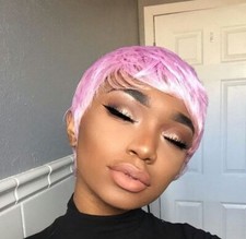 Peluca sintética rosa corte pixie para mujer sin pegamento pelucas cortas rosa pixie sin encaje