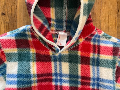 Hanna andersson hooded Pullover Fleece Sweatshirt Plaid Unisex Kids Size 110 - Picture 2 of 4
