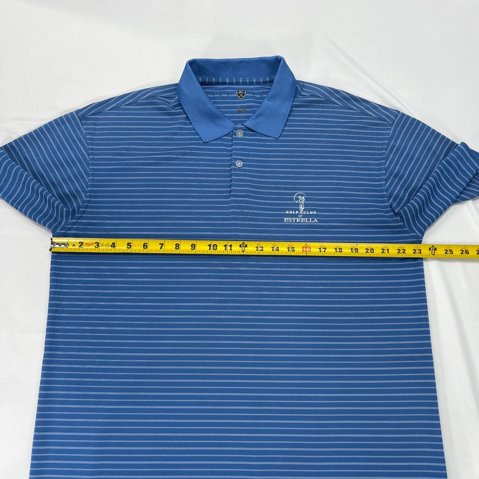 Nike Golf Polo Shirt Short Sleeve Mens XL Pique Blue White Striped 206452 thumbnail 6