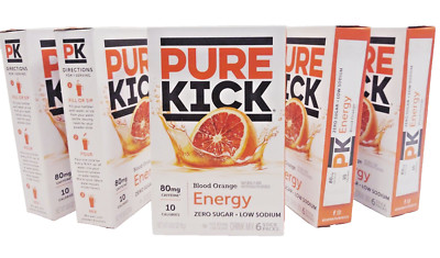 Pure Kick ENERGY '' BLOOD ORANGE'' -  Zero Sugar Drink Mix Singles to Go- 5 BOXES