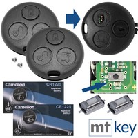 2X Auto SchlüSsel GehäUse Mikrotaster Battterie FüR Smart 450 Funk Fernbedienung
