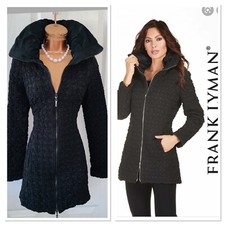 Frank Lyman Black Textured Puff Jacket Uk Size 8