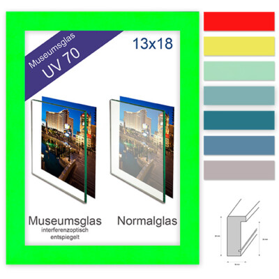 Bilderrahmen Holzrahmen mit Museumsglas UV70 Schutz modern viele Größen Farben