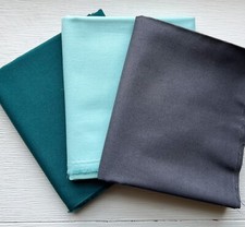 Cotton Fabric 1/2 Yard Trio Lot of 3 Blue Solids For Sewing Crafting Quilting
