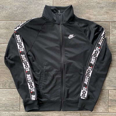 Nike Just Do It Full Zip Black Long Sleeve Fleece Jacket Adults