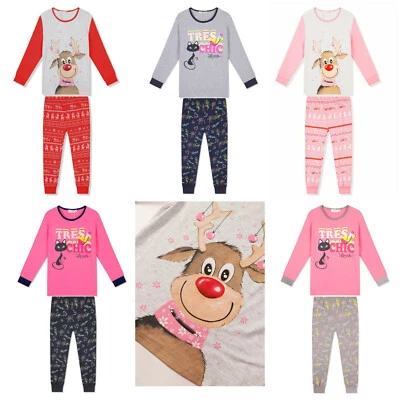 Kinder Mädchen Schlafanzug Pyjama Baumwolle Nachtwäsche 98-164