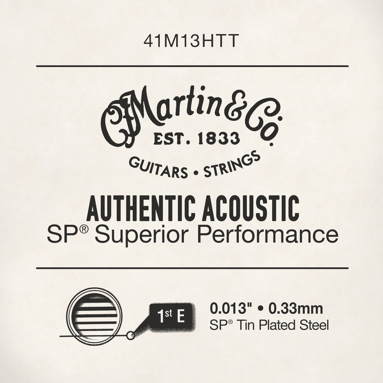 Martin 13 (.013"") Authentic Acoustic Tin Plated Plain Steel Single String