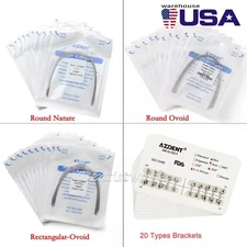 AZDENT Dental Ortho Braces Brackets Mini Roth MBT /Niti Super Elastic Arch Wires