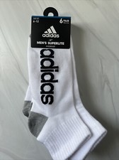 NWT ADIDAS Aeroready Size 6-12 6 Pairs White / Black Logo Men Low Ankle Socks