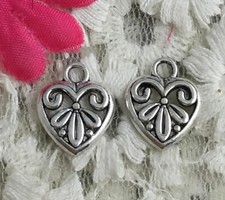 Free Ship 120 pcs Antique silver heart charms 15X13mm H-4588