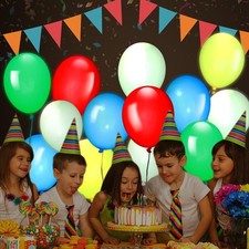 25-Pack Premium Birthday Party, Wedding Colored LED Light Up Balloons