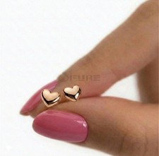 9ct Gold Heart Stud Earrings 7mm Pair Classic Love Design
