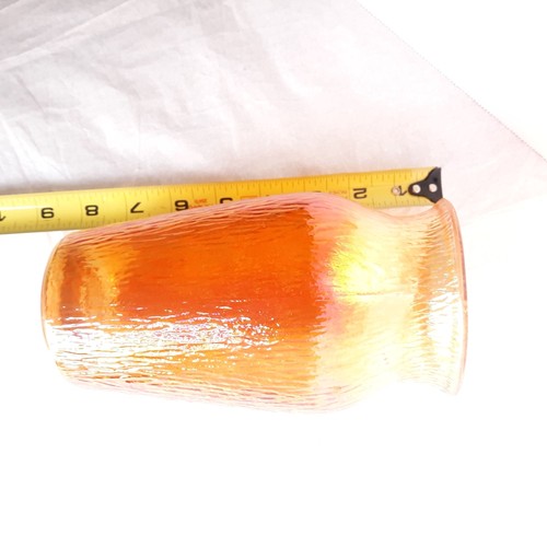 Vintage Jeanette Tree Bark Marigold Carnival Glass Vase Granny Core - Picture 6 of 7